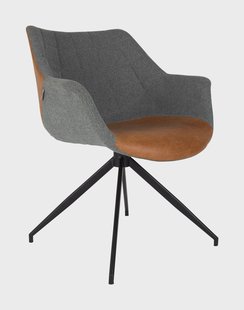 Zuiver Eetkamerstoel 'Doulton' PU en stof, kleur Grijs/Bruin