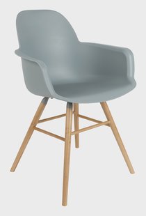 Zuiver Eetkamerstoel 'Albert Kuip' Met armleuning, PP en essen, kleur Lichtgrijs