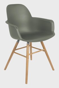 Zuiver Eetkamerstoel 'Albert Kuip' Met armleuning, PP en essen, kleur Groen