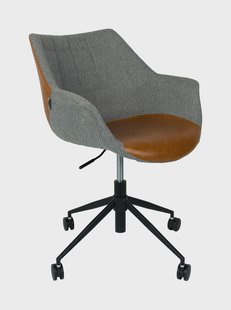Zuiver Bureaustoel 'Doulton' PU en stof, kleur Grijs/Bruin