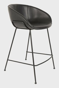 Zuiver Barstoel 'Feston' PU leer, kleur Zwart (zithoogte 65cm)