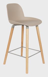Zuiver Barstoel 'Albert Kuip' PP, kleur Taupe (zithoogte 65cm)