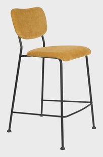 Zuiver Barstoel 'Benson' Ribstof, kleur Okergeel (zithoogte 65cm)