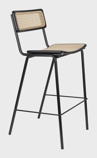 Zuiver Barkruk 'Jort' Rotan, kleur Naturel/Zwart (zithoogte 78cm)