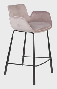 Zuiver Barstoel 'Brit' Velvet, kleur Roze (zithoogte 68cm)