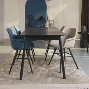 Zuiver Uitschuifbare Eettafel 'Glimps' Essenhout, 120-162 x 80cm, kleur Zwart