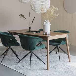 Zuiver Uitschuifbare Eettafel 'Glimps' Notenhout, 180-240 x 90cm, kleur Bruin