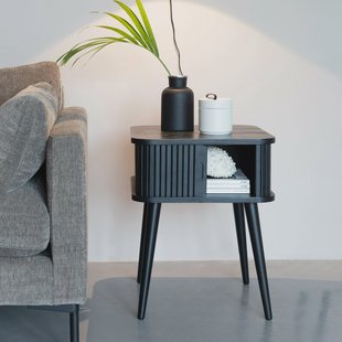 Zuiver Bijzettafel/Nachtkastje 'Barbier' Essenhout, kleur Zwart