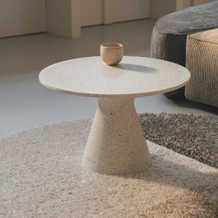 Zuiver Ronde Salontafel 'Victoria' Terrazzo, 50cm, kleur Wit