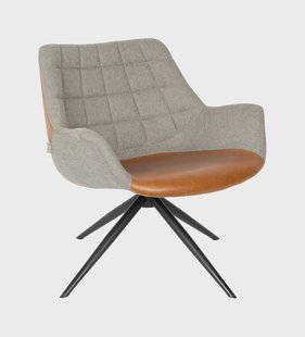 Zuiver Draaifauteuil 'Doulton' PU en stof, kleur Grijs/Bruin