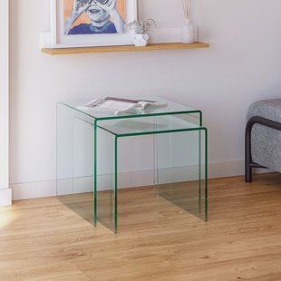 Kave Home Glazen Salontafel 'Burano' Set van 2 stuks