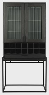 Zuiver Wijnkast 'Travis' Walnoothout en glas, 180 x 89cm, kleur Zwart