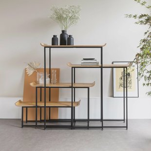 Zuiver Wandrek 'Flodka' Hout en staal, Set van 4 stuks