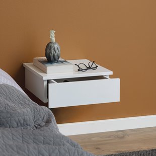 Bendt Zwevend Nachtkastje 'Grete' met 1 lade, kleur Wit