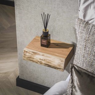 LifestyleFurn Zwevend Nachtkastje 'Hind' XS, Met 1 lade, Acaciahout, Set van 2 stuks