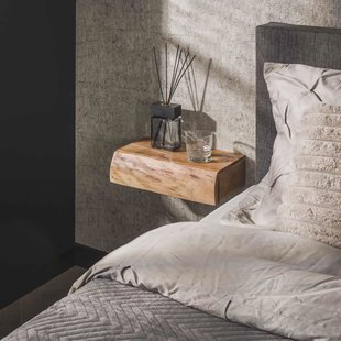 LifestyleFurn Zwevend Nachtkastje 'Hind' Large, Met 1 lade, Acaciahout, Set van 2 stuks