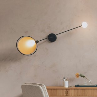 Zuiver Wandlamp 'Sirius' 125cm breed, kleur Zwart/Goud