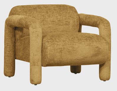WOOOD Fauteuil 'Lenny' Structure Velvet, kleur Goudgeel