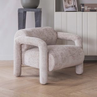 WOOOD Fauteuil 'Lenny' Structure Velvet, kleur Zand