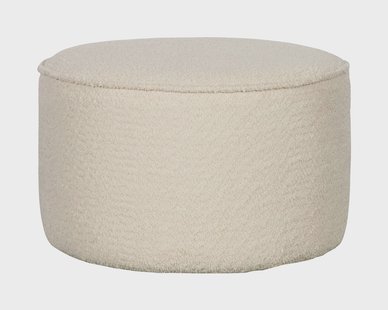 WOOOD Poef 'Sara' Laag, Bouclé, kleur Crème