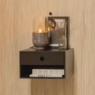 WOOOD Zwevend Nachtkastje 'Nancy' Met 1 lade, kleur Zwart