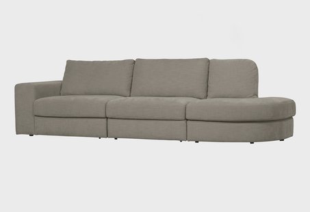 vtwonen 2,5-zits Bank 'Family' Ronding Rechts, Woven, kleur Warm Grijs