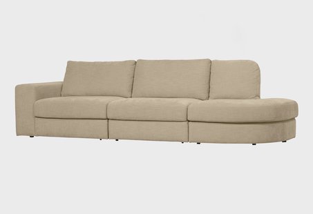 vtwonen 2,5-zits Bank 'Family' Ronding Rechts, Woven, kleur Zand