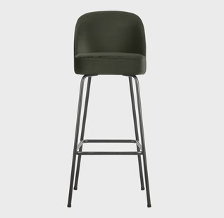 WOOOD Barstoel 'Vogue' Velvet, kleur Donkergroen (zithoogte 79cm)