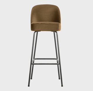 WOOOD Barstoel 'Vogue' Velvet, kleur Honing Geel (zithoogte 79cm)