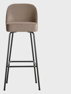 WOOOD Barstoel 'Vogue' Velvet, kleur Khaki (zithoogte 79cm)