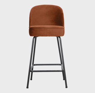 WOOOD Barstoel 'Vogue' Velvet, kleur Roestbruin (zithoogte 64cm)