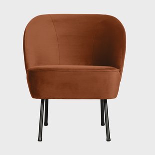 WOOOD Fauteuil 'Vogue' Velvet, kleur Roestbruin