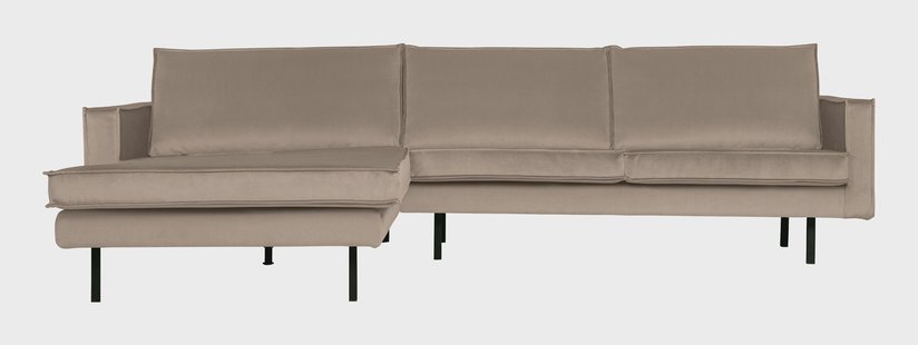 WOOOD Loungebank 'Rodeo' Links, Velvet, kleur Khaki