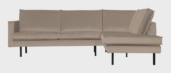 WOOOD Hoekbank 'Rodeo' Rechts, Velvet, kleur Khaki