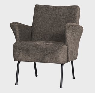 WOOOD Fauteuil 'Muse' Chenille, kleur Grijs/Bruin