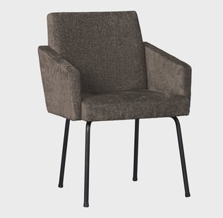 WOOOD Eetkamerstoel 'Mount' Chenille, kleur Grijs/Bruin