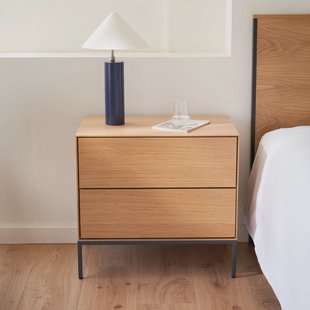 Kave Home Nachtkastje 'Vedrana' Eiken, Met 2 lades