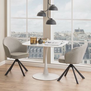 Bendt Vierkante Bistrotafel 'Tempest' Keramiek met marmerlook, 90 x 90cm, kleur Wit