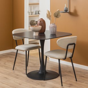 Bendt Vierkante Bistrotafel 'Tempest' Keramiek met marmerlook, 90 x 90cm, kleur Zwart