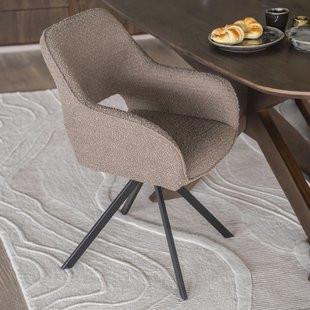 Eleonora Draaibare Eetkamerstoel 'Fabio' Bouclé, kleur Bruin