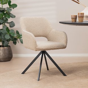 Eleonora Draaibare Eetkamerstoel 'Fabio' Bouclé, kleur Zand