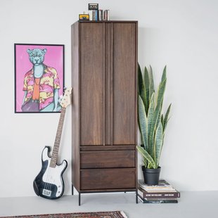 Eleonora Opbergkast 'Jimmy' Mangohout en Metaal, 180 x 60cm, kleur Bruin