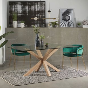 Kave Home Eettafel 'Argo' hout / glas, 180 x 100cm