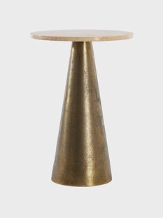 Light & Living Bijzettafel 'Ynez' Travertin, 36cm, kleur Antiek Brons