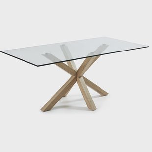 Kave Home Eettafel 'Argo' hout / glas, 200 x 100cm