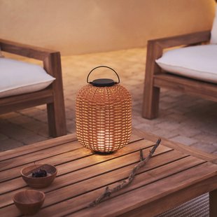 Kave Home Oplaadbare Tafellamp 'Saranella' Rotan, 37cm hoog, kleur Bruin