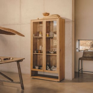 Kave Home Vitrinekast 'Alguema' Eiken en glas, 185 x 100cm