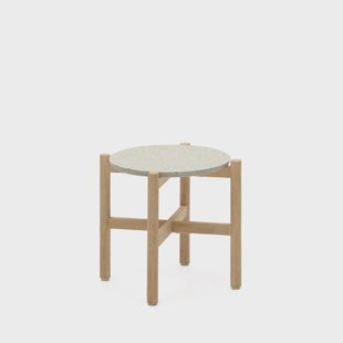 Kave Home Ronde Bijzettafel 'Pola' Eucalyptushout en Terrazzo, Ø45cm