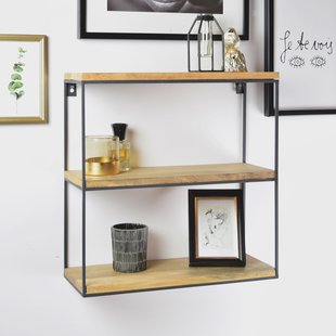 Urban Interiors Wandrek 'Wally' Mangohout en metaal, 45 x 45cm