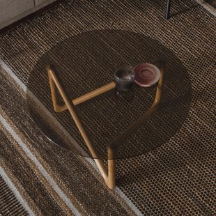 Dutchbone Ronde Salontafel 'Naia' Eikenhout en glas, 80cm, kleur Naturel